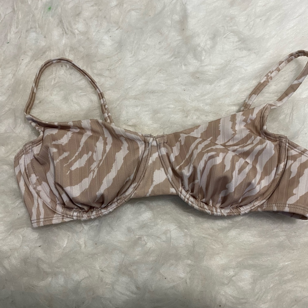Brown & White Bikini Top